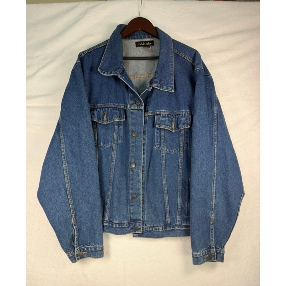 Club Colors Denim Jacket Mens XXL Blue Excellent Vintage 90s Trucker Oversized